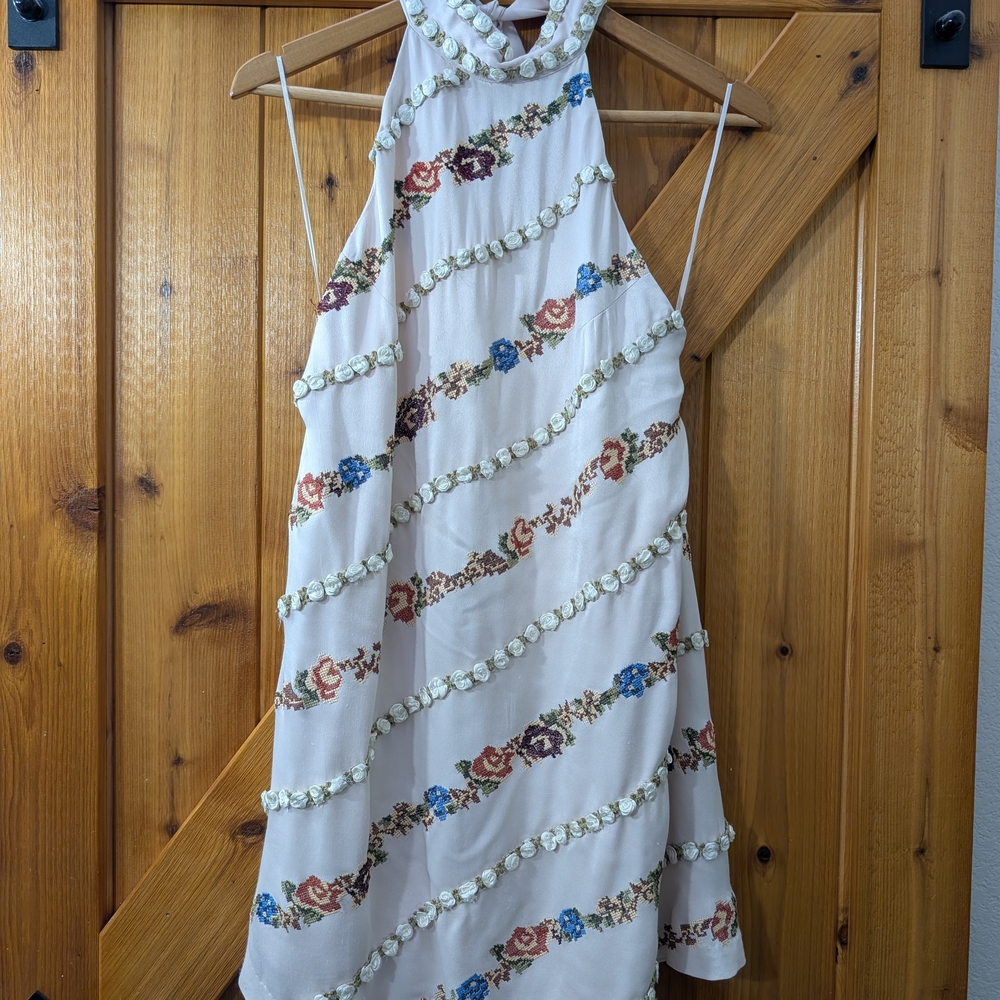 Free People White Floral Backless Dress